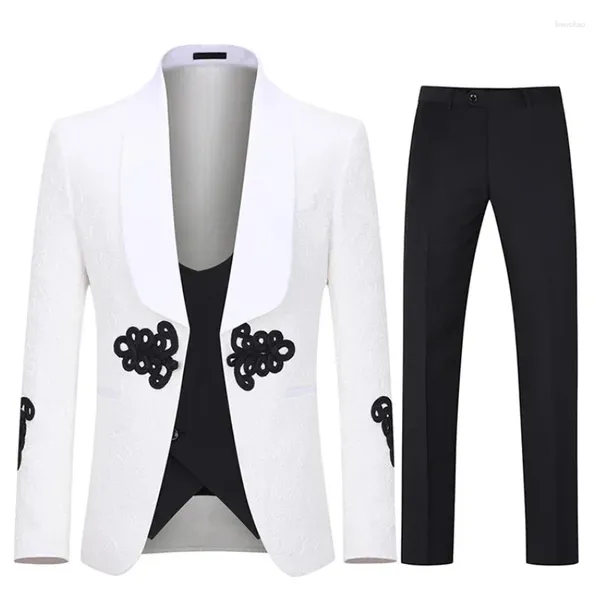 Abiti da uomo Motivo floreale da uomo per lo sposo da sposa Smoking Slim Fit One Button Moda maschile Blazer 2 pezzi (giacca pantaloni) 2024