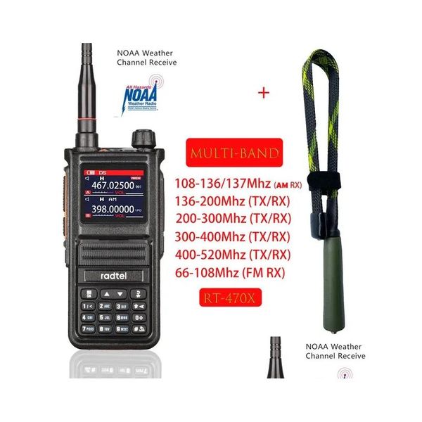 Altri articoli sportivi Radtel Rt470X Mtibands Ham Walkietalkies 256Ch Air Band Stazione radio bidirezionale Aviation Noaa Marine Ricetrasmettitore Pt Ot5Mx