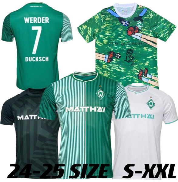 2023 2024 2025 Werder Bremen Özel Futbol Forması Marvin Ducksch Leonardo Bittencourt Siyah Yeşil 23 Friedl Pieper Futbol Gömlekleri Üst Tayland Kalite Boyutu S-XXL