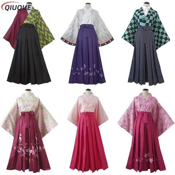 Cosplay Trajes de Anime Kamado Tanjirou Nezuko Kochou Shinobu Tomioka Giyuu Kanroji Mitsuri Tsuyuri Kanao Role Playing Kimono Dress Anime SetC24321