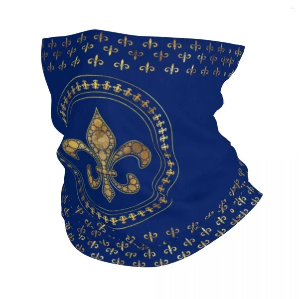 Bandanas Fleur-De-Lys Gold und Königsblau Bandana Halsmanschette für Ski Radfahren Wickelschal Fleur De Lis Lilienblume Sturmhaubenwärmer