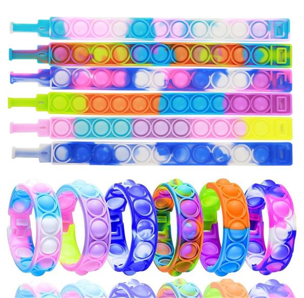 Spingi i suoi braccialetti s Braccialetti Giocattoli Tie Dye Bubble Braccialetti luminosi Bolle per braccialetto Braccialetti giocattolo sensoriali con punta delle dita G9194YU3372957