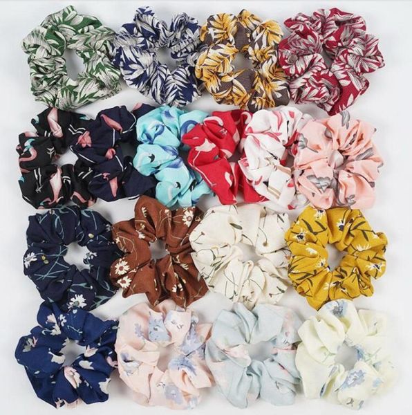 50pcs Çiçek Flamingo Katı Houndstooth Tasarım Kadın Saç Tayma Ascesorios Scrunchie At kuyruğu Saç Tutucu Halat Scrunchy Temel Saç B6842972