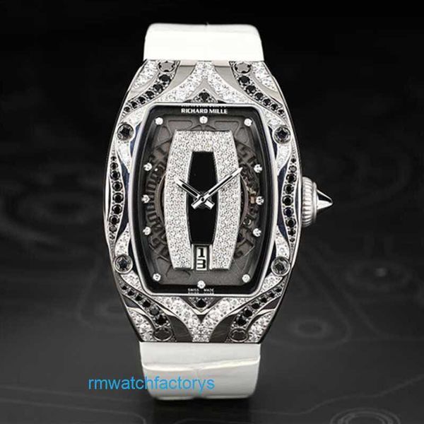 Top RM Watch Titanium Watch RM007 Platinum Original Diamond Black Lip Feminino