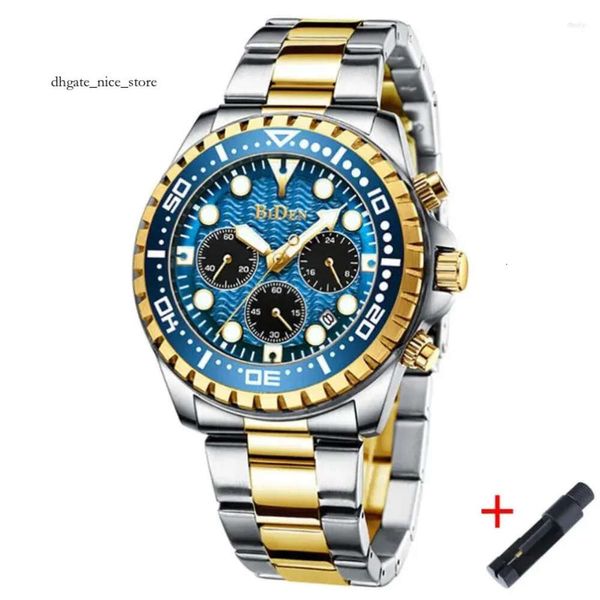 Нарученные часы Biden Luxury Chronograph Quartz Watch Watch for Men Sport Водонепроницаемые часы 12/24 часа календаря мужчина Relogio Masculino 991