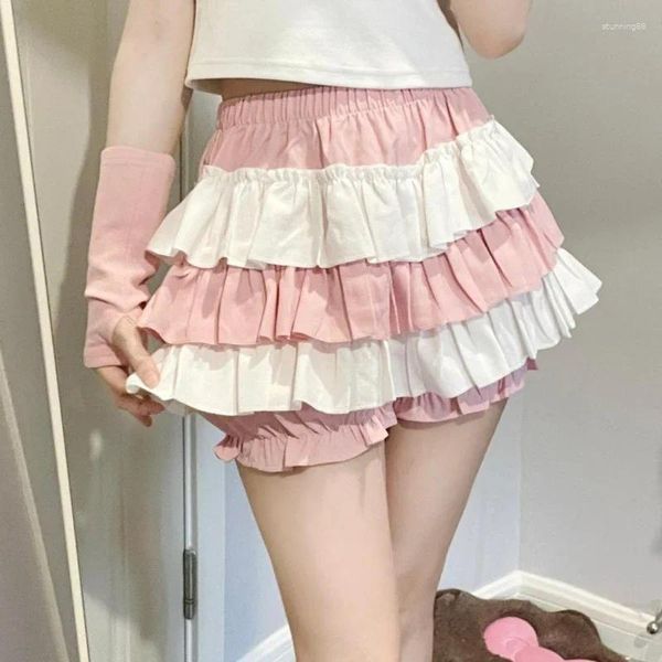 Женские шорты Harajuku Y2k Lolita, защитные короткие брюки, женские кавайные шаровары с оборками, трусики, японские милые юбки с эластичной резинкой на талии, тыквенные юбки