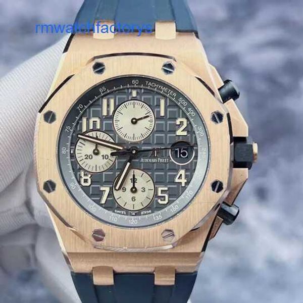 Orologio da polso Crystal AP Royal Oak Offshore Series 26470OR Disco grigio Orologio da uomo in oro rosa 18 carati 42 mm Carta di credito