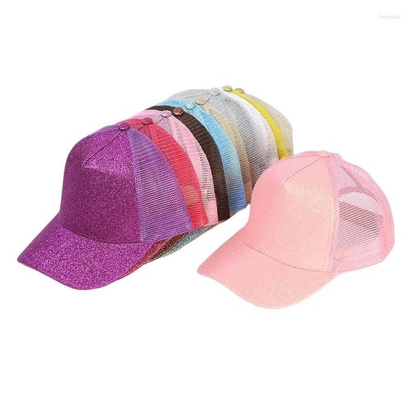Top kapakları parıltı kadın beyzbol şapkası kadınlar snapback örgü kamyoncu kadın yaz kemiği siyah ayarlanabilir hip hop şapkaları/kapağı