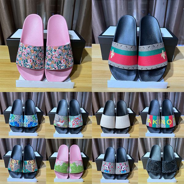 Designer slides homens mulheres chinelos verão sandália praia slide plataforma plana senhoras banheiro casa sapatos flip flops listrado tigre abelha causal chinelo eu47 311