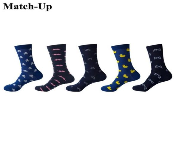 MatchUp Meias masculinas de algodão com estampa artística, meias casuais com 5 pacotes, tamanho de sapato 61214415342914317