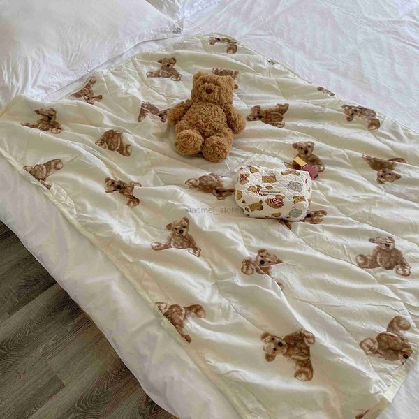 Одеяла Супер мягкое хлопковое детское одеяло с мультяшным медведем, тонкое одеяло, детское летнее постельное белье, детская мягкая кровать, аксессуары для сна для новорожденных 240321