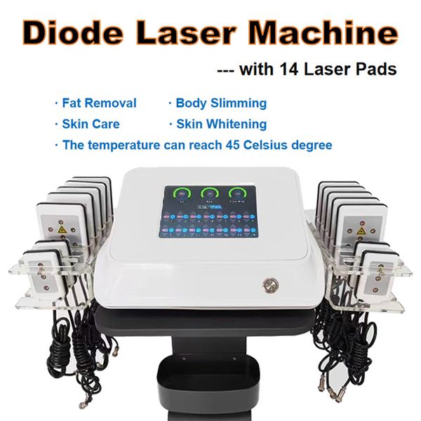 Macchina per modellare il corpo per la perdita di peso del laser Lipo da 45 gradi Celsius Luce laser da 100 MW per schiarire la pelle Dissoltore di grasso Trattamento per tutto il corpo Attrezzatura di bellezza