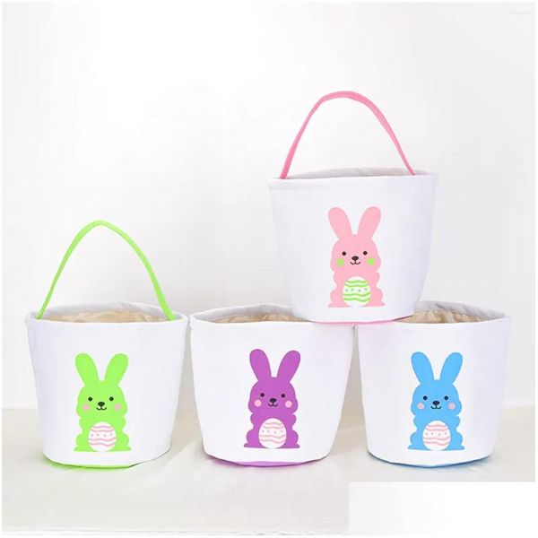 Bolsas de armazenamento bolsa estampada com alça de decoração de páscoa buckets de bolsa de doces de doces de festas de aniversário infantil entrega de garda home gard otnk6