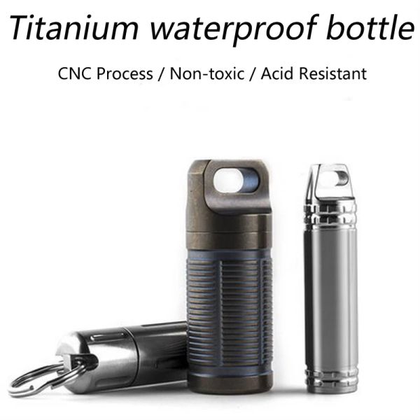 Werkzeuge Titanlegierung TC4 Wasserdichte Dichtung EDC Outdoor Tragbare Notfall Lebensrettende Kapsel Multifunktionale Kleine Pillendose Flasche