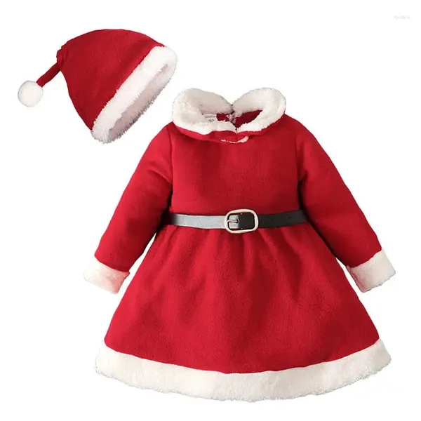 Abiti casual Abito da bambina da Babbo Natale con cappello Abito carino e accogliente per feste festive Pos