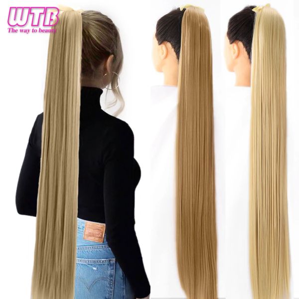 Coda di cavallo coda di cavallo wtb sintetico lungo setoso setrio drewtring coda di cavallo per le donne clip in coda capelli falsi capelli da 80 cm Extens