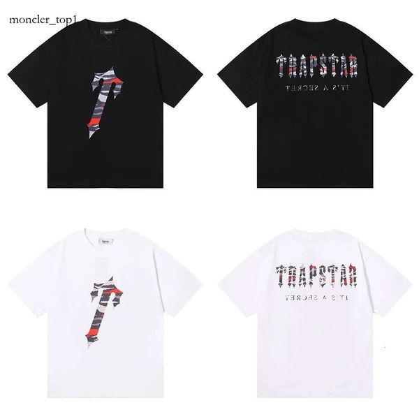 Trapstar Brand Designer модная спортивная рубашка London Red Camo с буквенным принтом Футболка из чистого хлопка с двойной пряжей с короткими рукавами Мужская и женская уличная футболка 8378