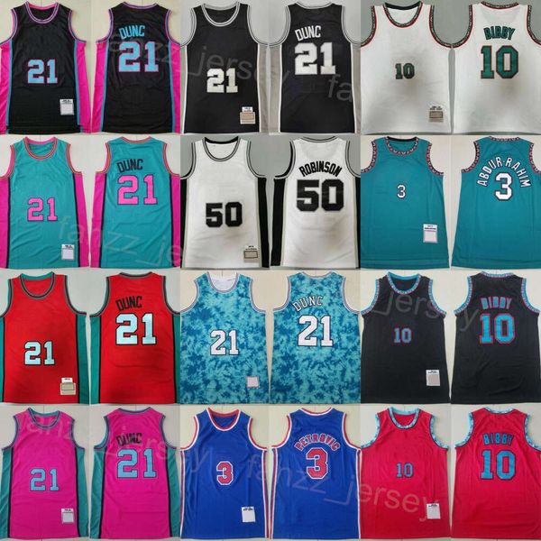 Retrocesso Basquete Retro David Robinson Jersey 50 Vintage Drazen Petrovic 3 Ja Morant 12 Shareef Abdur Rahim 3 Michael Mike Bibby 10 Tim Duncan 21 Homem Costurado