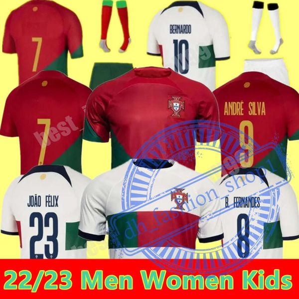 2022 Portugal Futebol Jerseys 23 JOAO FELIX RUBEN DIAS Camisa de futebol Bernardo B. FERNANDES RONALDOS ANDRE SILVA Camisa de futebol JOAO CANCELO Homens Kids Kits 553