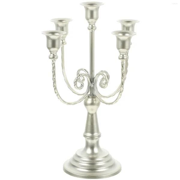 Portacandele Portacandele in ferro battuto Portacandele a 5 bracci in stile europeo Candelabri Decorazioni per ornamenti da tavolo per la casa