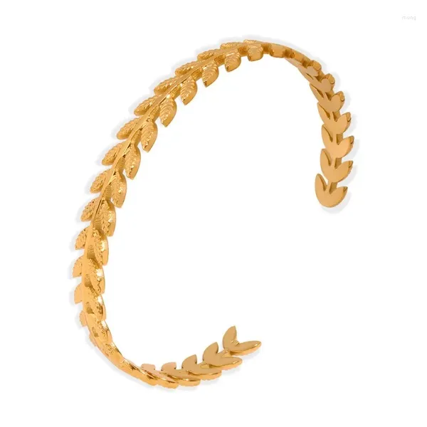 Bracciale Minar Oro Argento Placcato PVD Acciaio al titanio Anti-appannamento Foglie auricolari Braccialetti regolabili a forma di C per le donne