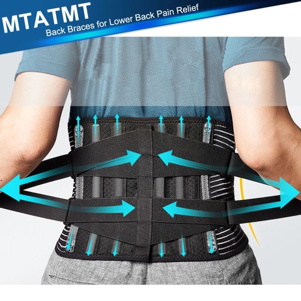 Sicherheits-Rückenstützen zur Schmerzlinderung im unteren Rücken mit 6 Streben, atmungsaktiver Rückenstützgürtel für Männer/Frauen für die Arbeit, Lendenwirbelstützgürtel