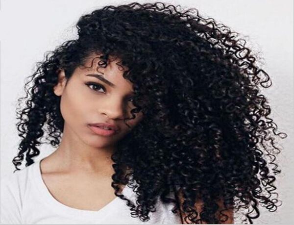 100 parrucche di capelli umani per donne nere Capelli umani brasiliani Afro ricci Texture Parrucche anteriori in pizzo Attaccatura naturale Ricci crespi Completa La7607496