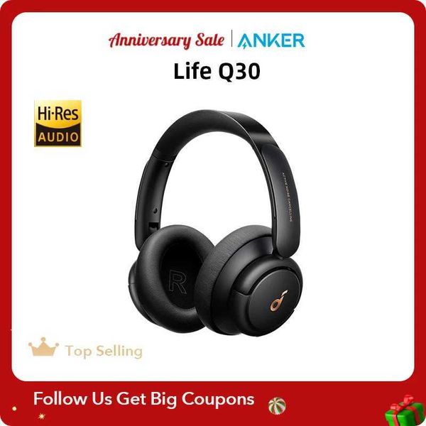 Fones de ouvido de telefone celular Anker Soundcore Life Q30 Híbrido Cancelamento de ruído ativo Multimodo sem fio Bluetooth Fones de ouvido de alta resolução Som 40H Q240321