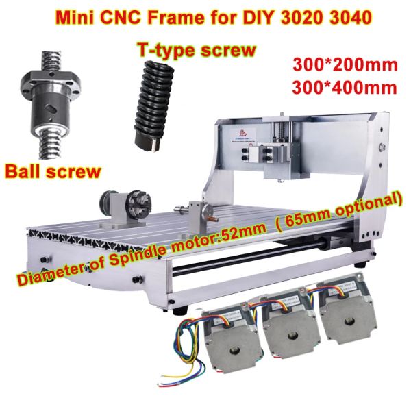 LY Mini-CNC-Rahmen 3 Achsen 4 Achsen mit Schrittmotor der Gravierfräsmaschine für DIY CNC 3020 3040 6040 Fräsmaschine