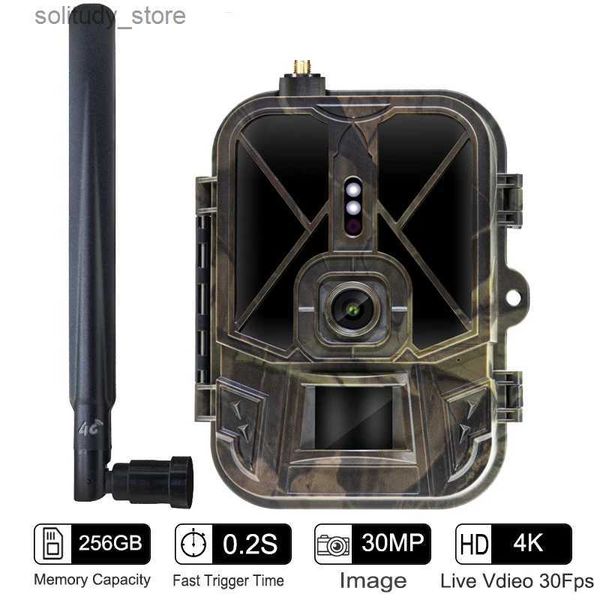 Trail Kameralar 4G 4K 36MP Vahşi Yaşam Uygulaması Video Av Yörüngesi Görünmez Kızılötesi LED Gece Görme 120 Tespit IP66 Su geçirmez kamera Q240321