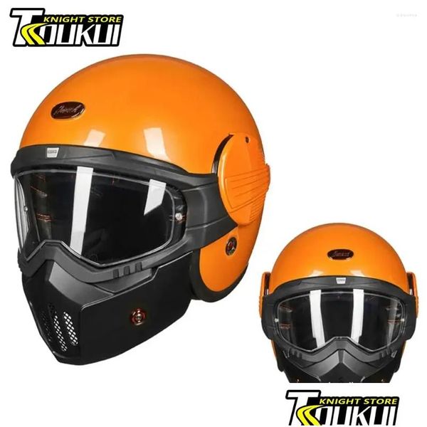 Motorradhelme Modar Helm Retro Scooter Up Open Fl Face Casco Vintage Capacete Radfahren Dot Appd Drop Lieferung Automobile Motorc Otut6