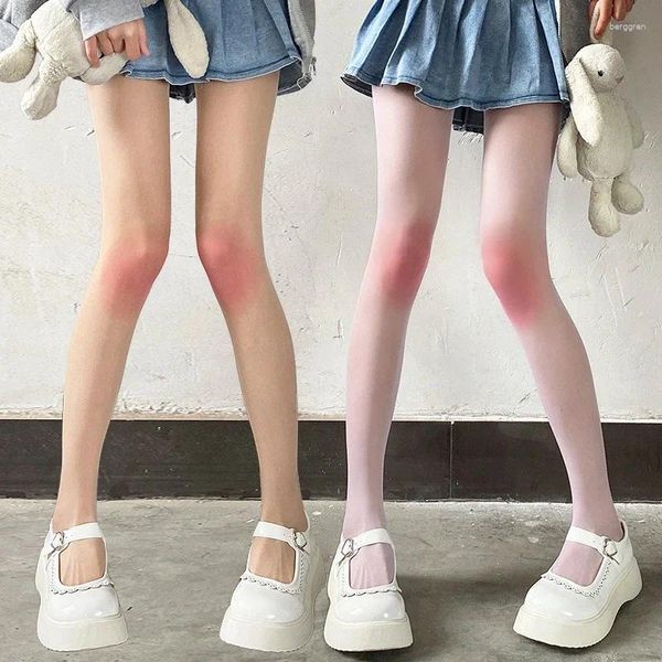 Женские носки Kawaii Lolita градиентного цвета, колготки, бархатные колготки в японском стиле JK для девочек, милые румяна, длинные женские чулки