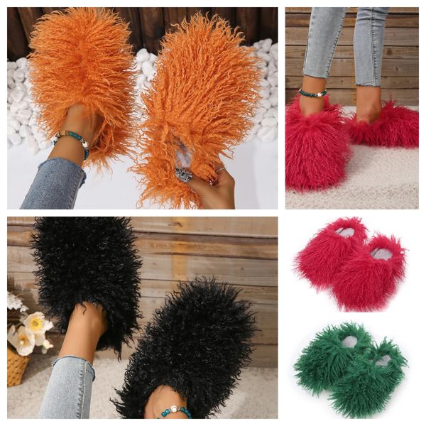 Sandália Fur Slipper Mule Womens Mens Daily Wears Fur Shoe Slide Brancos Pretos Laranja Metal Corrente Casual Sapatos Planos Treinadores Gai Sneaker