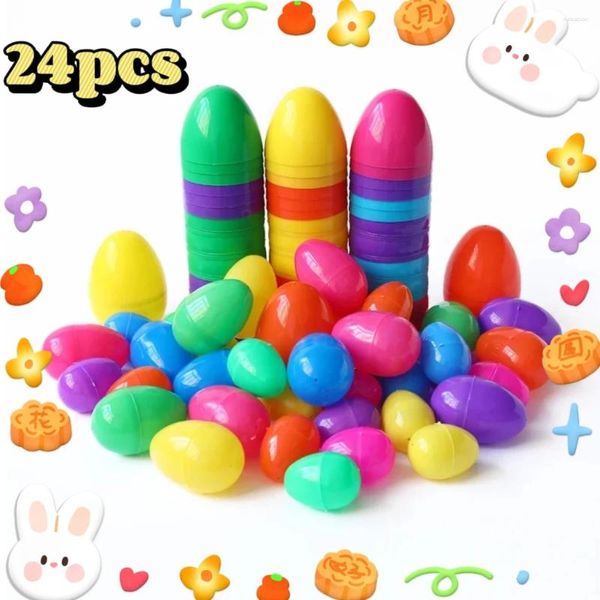 Decorazione del partito 12/24 pezzi Uovo di plastica Uova di Pasqua Fai da te Giocattolo per bambini Per caccia creativa compilabile Confezione regalo Fornitura a sorpresa