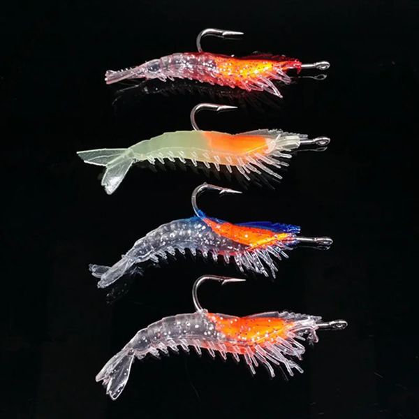 4PCSBag 6cm 3g Leuchtende Simulation Garnelen Weichen Köder Künstliche Rigs Angeln Köder Bass Sea Tackle 240312