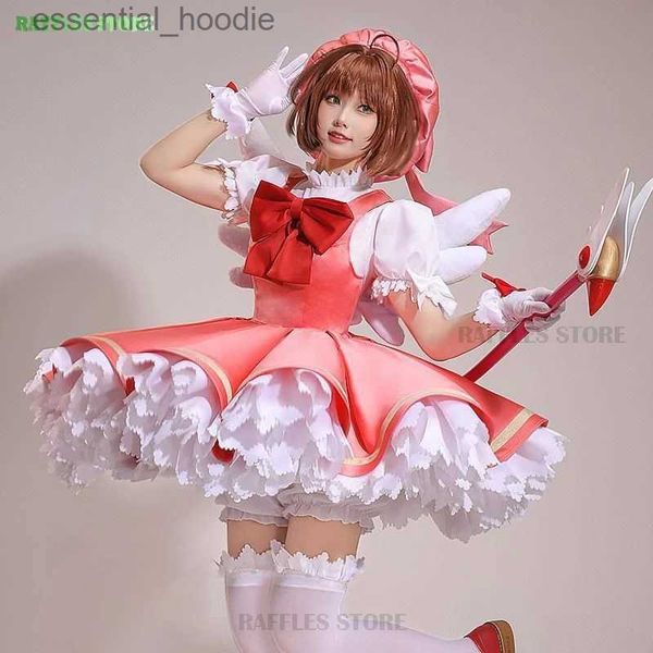 Cosplay Anime Trajes de desenho animado Playing Wig Pink Lolita Dress Dress Halloween Fantasy Rap Playing Conjunto C240411