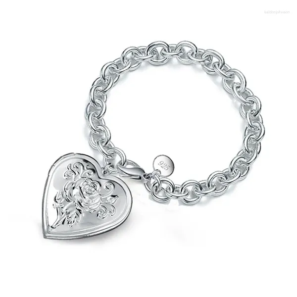 Braccialetti a maglie all'ingrosso a forma di cuore presenti gioielli per donne ragazze grande promozione vendi regalo per amante in argento sterling 925