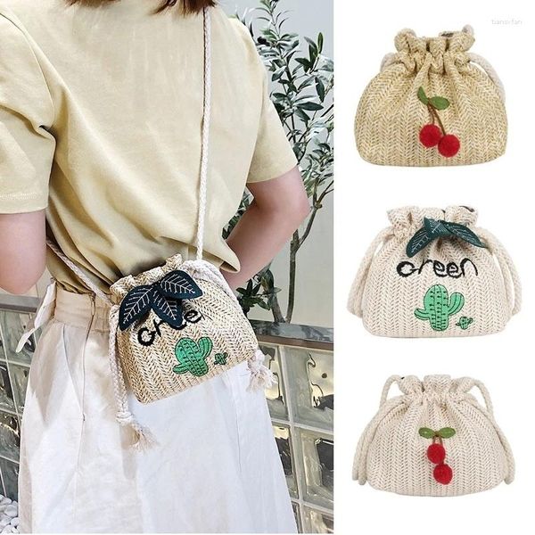 Umhängetaschen One-Shoulder Messenger Bag Grass Weave Beach Dating Shopping Handtasche Sommer Freizeit Pastoral Niedlich