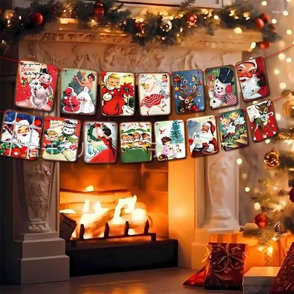 Decorazioni per feste Decorazioni per striscioni natalizi in stile vintage Forniture tradizionali per bandierine vittoriane per il fuoco dell'home office