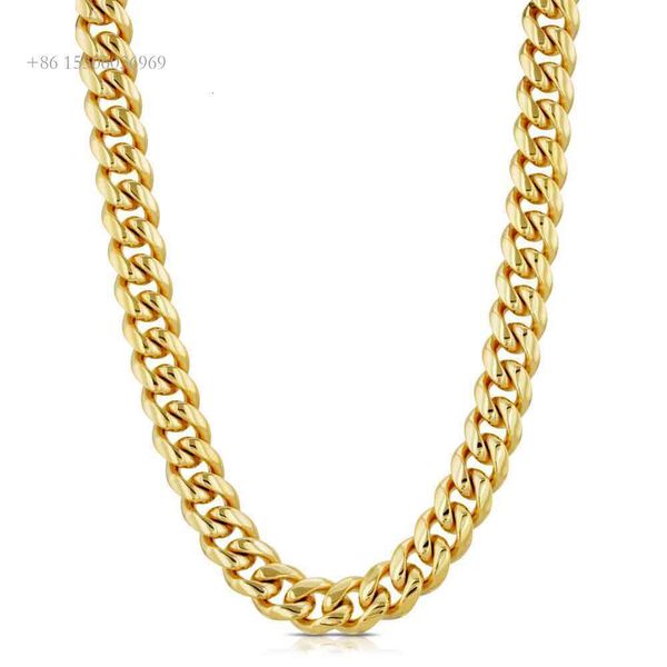 Benutzerdefinierte Männer und Frauen Hip Hop echte 16 18 22 24 Zoll S Silber 9K 10K 14K schlichtes Gold Gelb Weiß Miami Cuban Link Chain