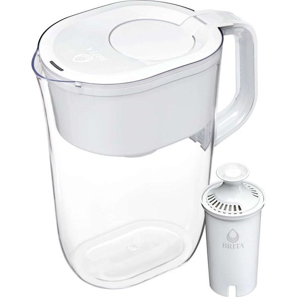 Großer weißer Tahoe-Wasserfilterkrug von Brita für 10 Tassen mit 1 Standardfilter, hergestellt ohne BPA