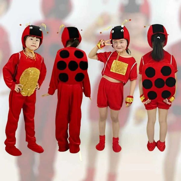 Cosplay Anime Trajes Crianças animados vermelho e menina Halloween role-playing joaninha festa palco desempenho roupas infantis C24321