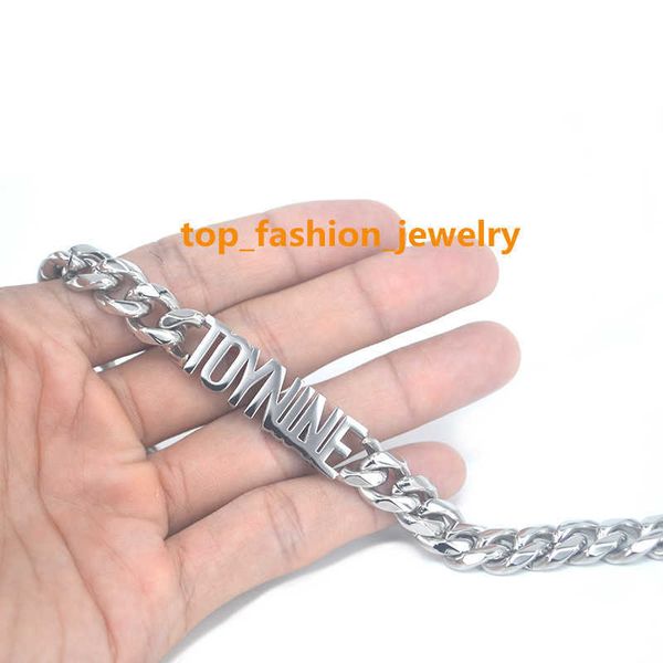 Braccialetti da uomo regolabili in acciaio inossidabile placcato oro 18k con catena a maglie cubane con nome iniziale di gioielli di lusso personalizzati di design