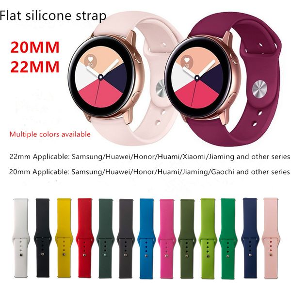 Cinturino in silicone monocolore adatto per cinturino Huami Jiaming Huawei 20mm 22mm Samsung Watch 4 cinturino in tinta unita