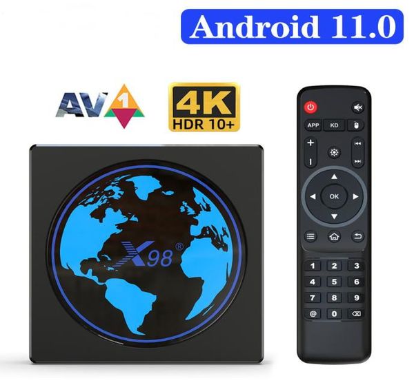 Caixa de tv inteligente android 11 x98mini amlogic s905w2 quad core 24g 5g wifi 100m 4k 60fps media player x98 mini 2gb 16gb3795443