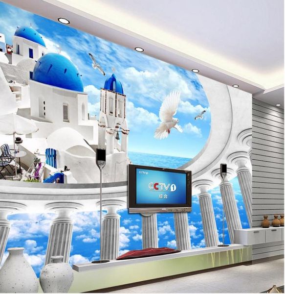 Coluna romana europeia estéreo tv mural de parede 3d papel de parede 3d papéis de parede para tv pano de fundo1690468