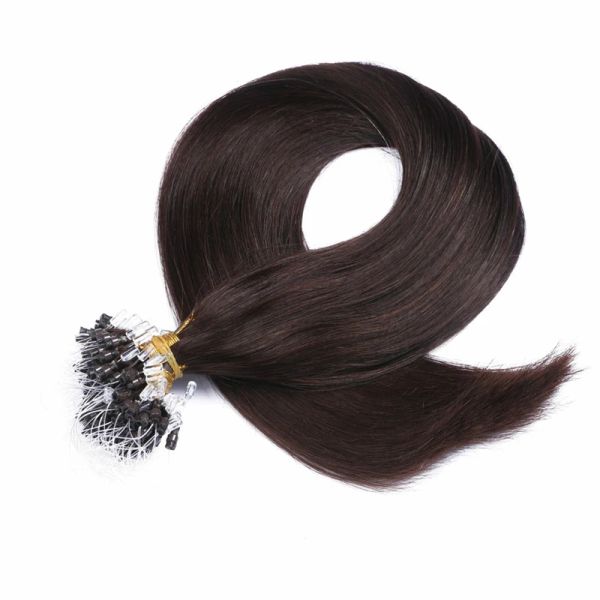 Extensões Black Natural 100 fios/embalagem Extensões de cabelo de micro -loop reto para mulheres Remy Micro Ring Extensão de cabelo humano Remy