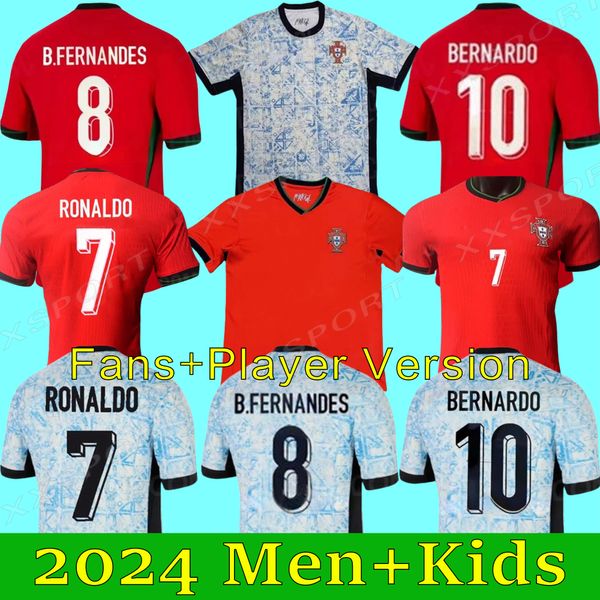 24 25 EURO Portuguusa Portugal Soccer Jerseysys Ruben Ronaldo Portugieser português 2024 Men e infantil jogadores de fãs de fãs da versão de camisa Kits Child Kits Copa da Copa do Mundo
