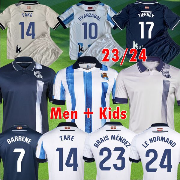 Real Sociedad 2023 2024 Fußballtrikot Fußballtrikot Camiseta Real Sociedad 23 24 Camiseta de Futbol Herren-Kit Kinderausrüstung NEHMEN SIE OYARZABAL X PRIETO