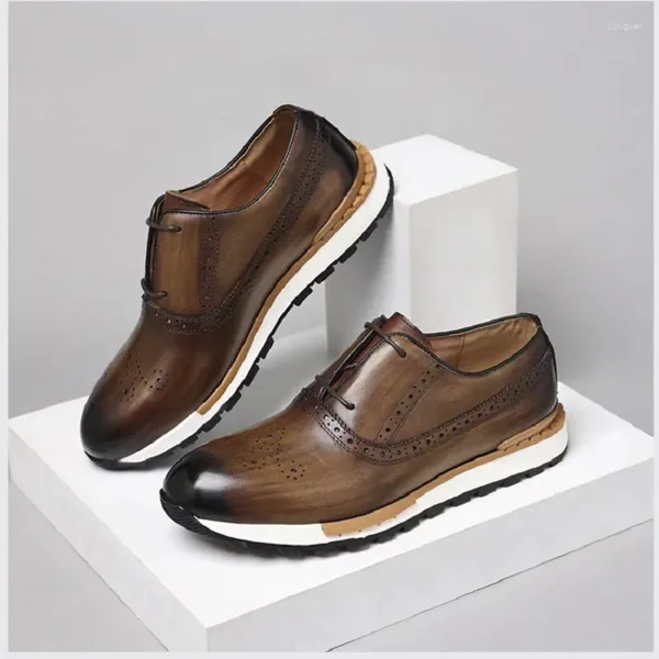 Sapatos casuais masculinos de couro real jovem tendência esportes negócios moda vinco resistente natural couro a21